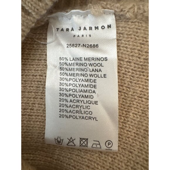 Tara Jarmon Medium Beige Merino Wool Blend Turtleneck Sweater - Picture 6 of 16